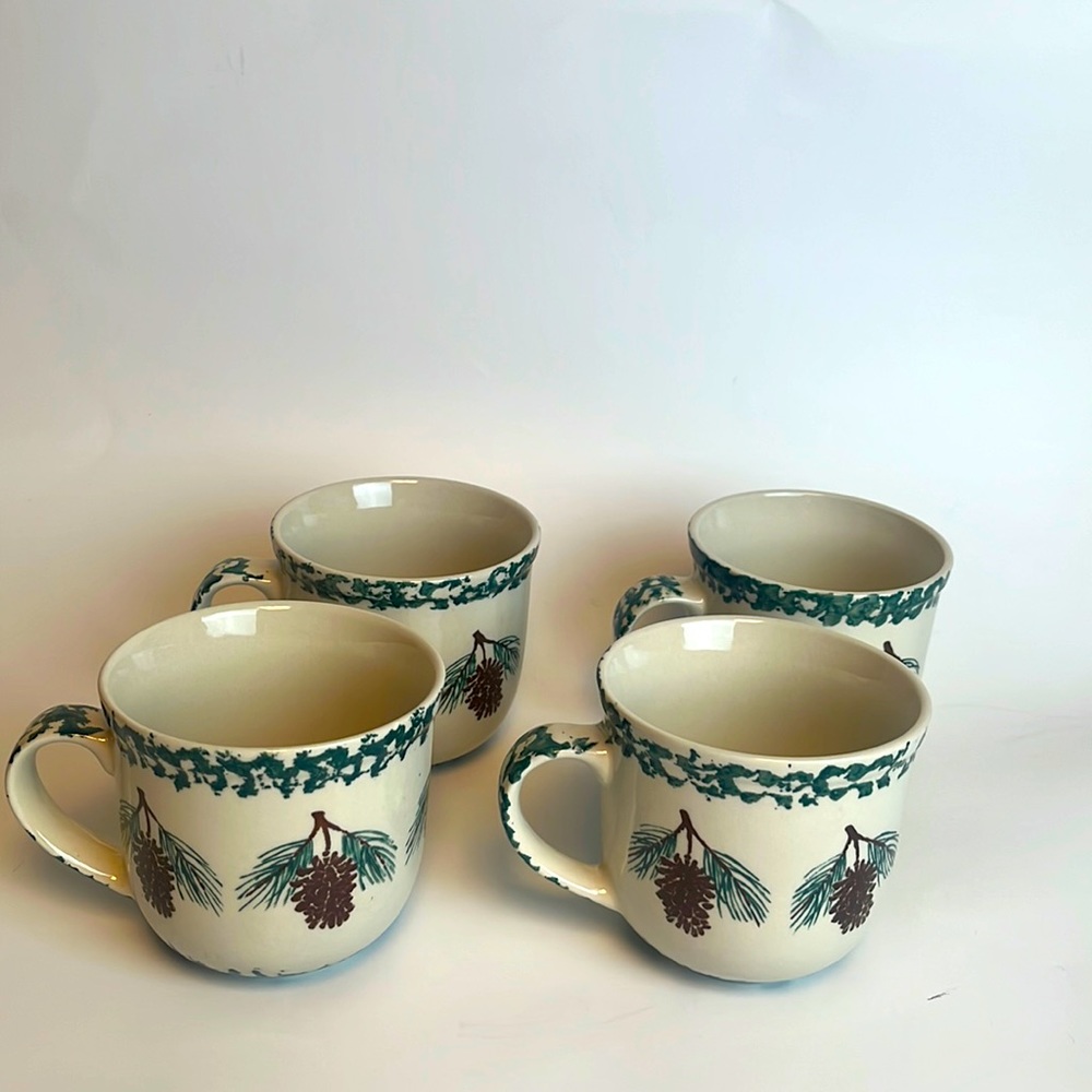Folk Craft Holiday Pines Coffee Mugs By Tienshan set of 4